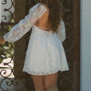 Lulu's Ivory Lace Dress with Open Back